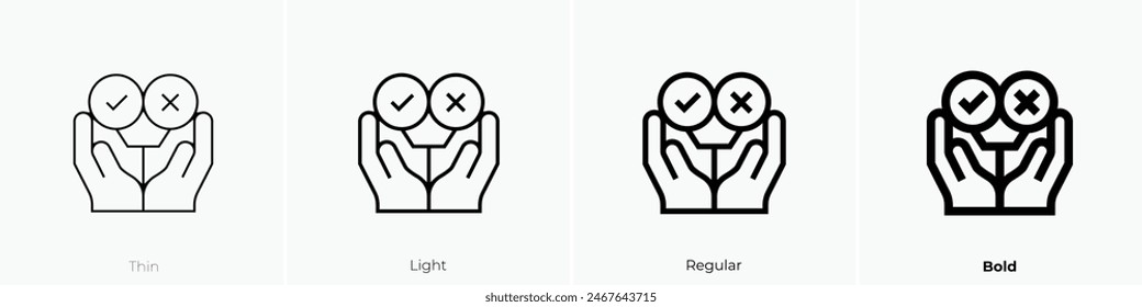 decision making icon. Thin, Light Regular And Bold style design isolated on white background