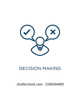 decision making icon. Thin linear decision making outline icon isolated on white background. Line vector decision making sign, symbol for web and mobile