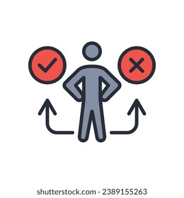 decision making icon. vector.Editable stroke.linear style sign for use web design,logo.Symbol illustration.