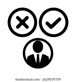 The Decision Making icon is a visual symbol that represents the process of critical thinking and determining direction or choices based on analysis, information, and strategic considerations.