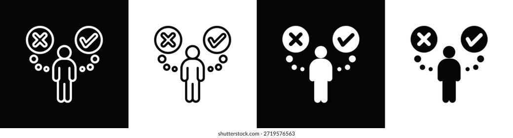 Icono de toma de decisiones Estilo de fondo blanco y negro
