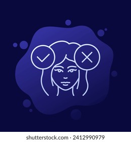 decision making icon with a woman, line vector
