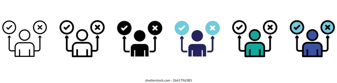 decision making icons. collection of decision, choice icon. 