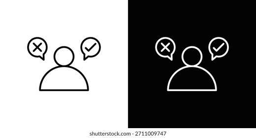Symbole für die Entscheidungsfindung. Linienzeichnung, Vektorsymbole