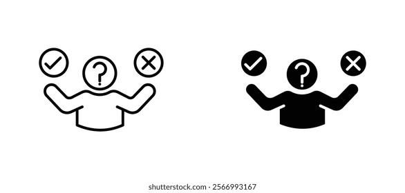 Decision making icons in outline and fill. vector illustration for ui.