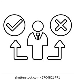 Symbole für die Entscheidungsfindung. einfacher Zeilenvektor