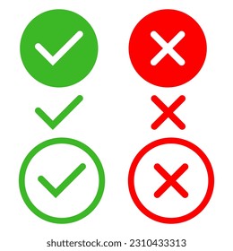Iconos para la toma de decisiones para el sí y la no votación. Ilustración vectorial aislada en fondo blanco.