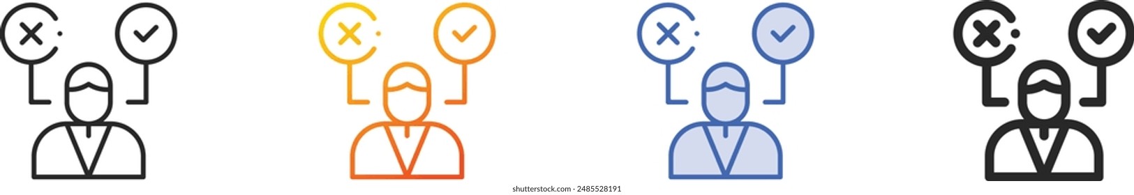 decision making icon.Thin Linear, Gradient, Blue Stroke and bold Style Design Isolated On White Background
