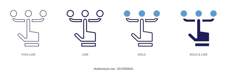 Icono de la importancia de la toma de decisiones en 4 estilos diferentes. Línea delgada, línea, negrita y línea negrita. Estilo duotono. Trazo editable.