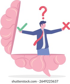 Decision making or logical thinking, choose right or wrong, correct or incorrect, solve problem,

