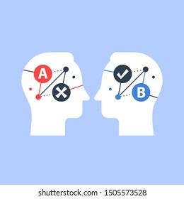 Decision making, negotiation and persuasion, communication skill, human resources, retraining course, teamwork concept, critical thinking, vector flat illustration