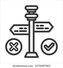 Decision Making Outline Icon Vector Illustration