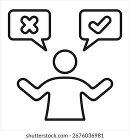 Ilustración vectorial de iconos de esquema de toma de decisiones