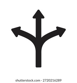Icono de ruta de toma de decisiones Vector de glifo sólido para la opción alternativa Dirección de ruta y opción de estrategia de negocio Oportunidad dividida