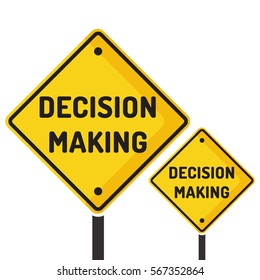 Decision making. Road sign icon. Flat vector illustration on white background.