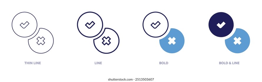 Entscheidungsstrategien Symbol in 4 verschiedenen Stilen. Dünne Linie, Linie, Fett und Fette Linie. Duotone-Stil. Bearbeitbarer Strich.