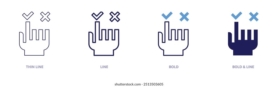Decision making theories icon in 4 different styles. Thin Line, Line, Bold, and Bold Line. Duotone style. Editable stroke.