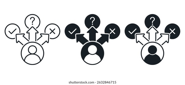 Decision making, three way icon. Illustration vector