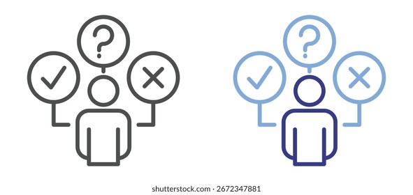 Toma de decisiones hoja de iconos de dos colores