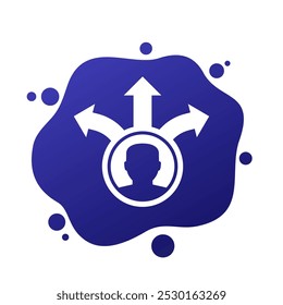 decision making vector icon with arrows