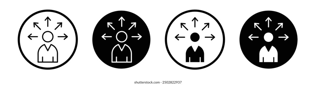 Decision making vector icon set black filled and outlined style.