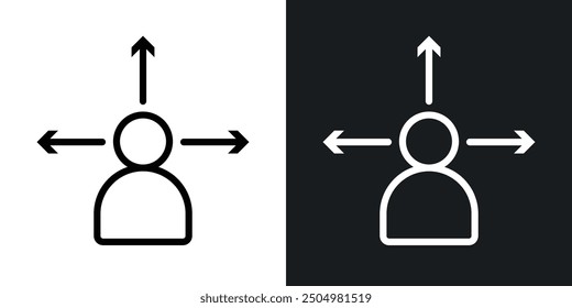 Decision making vector icon set black and white filled and outlined style.