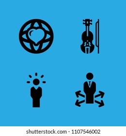 decision making, world peace, violin and manager icons vector in sample icon set for web and graphic design