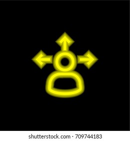 Decision making yellow glowing neon ui ux icon. Glowing sign logo vector