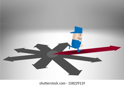 Decision - Man chooses direction