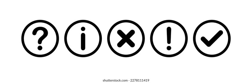 Decision marks. Line icons, black, communication signs set. Vector icons