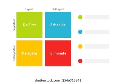Plantilla del diagrama de la matriz de decisiones. Imagen Clipart aislada sobre fondo blanco