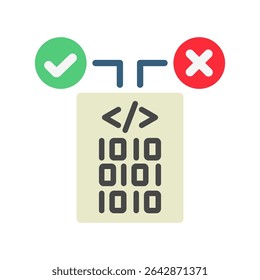 Entscheidung Mini-Illustration flache Farbe Symbol, Verwendung für maschinelles Lernen, Bildung, Technologie-Industrie, UI, UX-Kit, App und Web-Entwicklung, digital oder Druck.