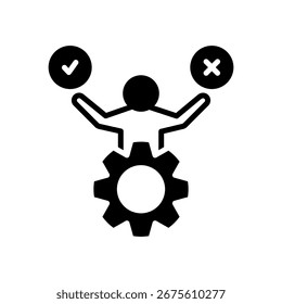 Ilustración vectorial de glifos de icono de resultado de decisión