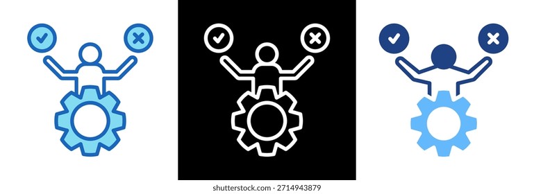 Ilustración vectorial de estilo triple del icono del resultado de la decisión