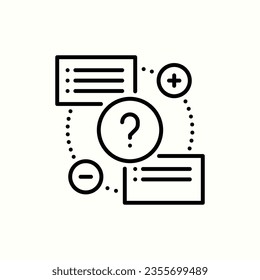 decision, pros, cons black icon , isolated icon in light background, perfect for website, blog, logo, graphic design, social media, UI, mobile app