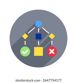 Decisión de color redondeado, mini icono de ilustración. uso para el concepto moderno, impresión, interfaz de usuario, kit de UX, Web y desarrollo de App. Vector relacionado con la gestión de riesgos, negocios, finanzas.