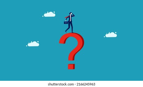 decision to solve problems. Businessman filed on a question mark. black silhouette vector illustration 