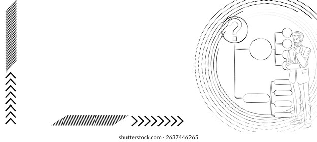 Decision tree diagram for identifying problems and opportunities in decision making process. Male. Sketch. Vector illustration.