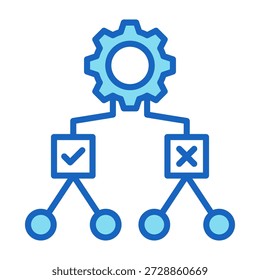 Ícone da árvore de decisão Ilustração do vetor de estilo de cor azul