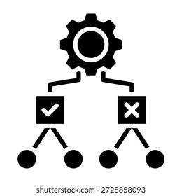Ilustração do vetor de estilo de glifo do ícone de árvore de decisão