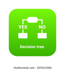 Decision tree icon green vector isolated on white background