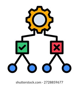 Ícone da árvore de decisão Ilustração do vetor de estilo de cor linear