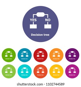 Decision tree icons color set vector for any web design on white background
