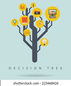 Decision Tree Infographic Diagram With Icons, Vector Illustration