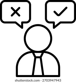 Decision vector design in modern style, medical choice and HIV treatment planning concept, healthcare guidance illustration. Line Icon