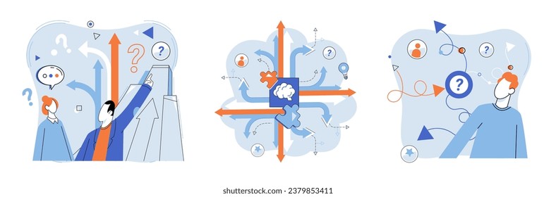 Decision vector illustration. Making informed decisions is essential for achieving successful results in business world Sound judgment and agreement facilitate selection best course action Thoughtful