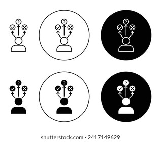 Decision vector illustration set. Judgement resolution collaboration sign in suitable for apps and websites UI design style.