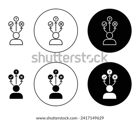 Decision vector illustration set. Judgement resolution collaboration sign in suitable for apps and websites UI design style.