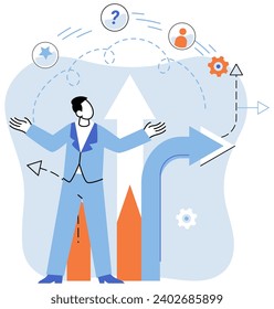 Decision vector illustration. Success is outcome intelligent decision making and execution effective strategies Completing tasks and projects is testament to efficient problem solving and decision