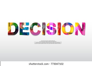 Decision Word creative design Concept . Modern Vector Illustration concept of word decision 